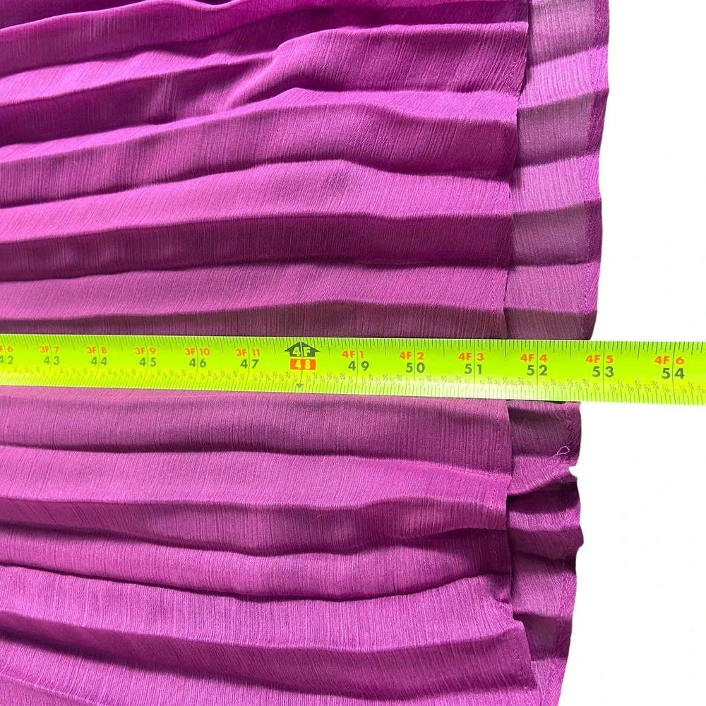 Bar III Women Black Pink Ombre Razor Back Pleated Maxi Sheer Lined Dress Size S